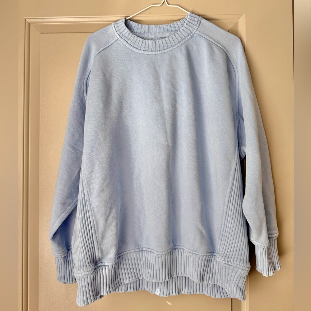 Aerie Down To Earth Crewneck Sweatshirt in Light Blue | Size Small